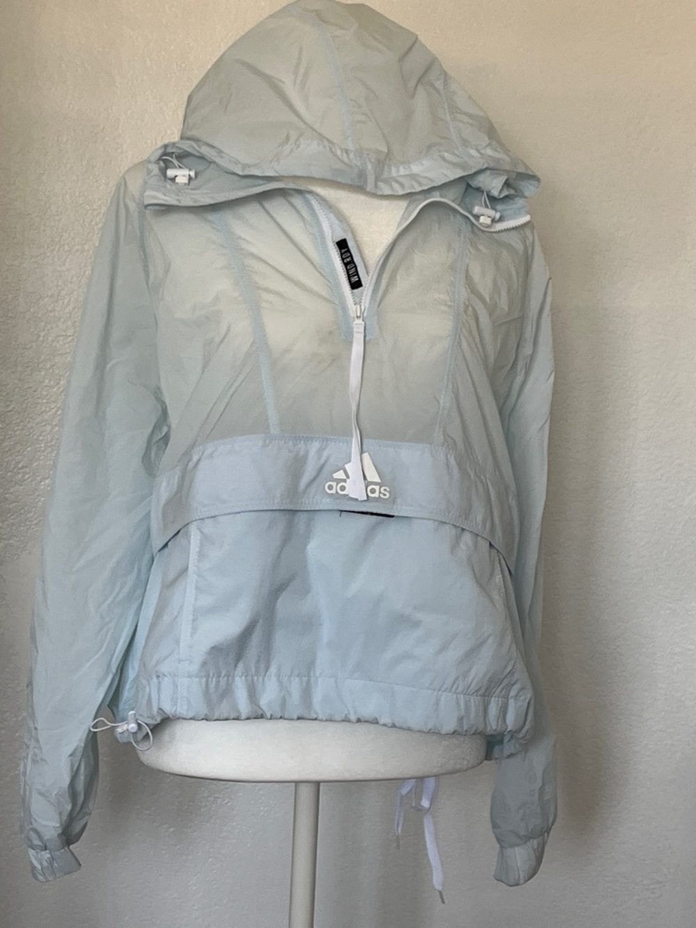 adidas Light Blue Pullover Hooded Utility Jacket